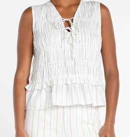 Liverpool Los Angeles sleeveless tie front woven top w/ smocking