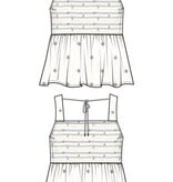 Liverpool Los Angeles sleeveless smocked woven top w/embroidery