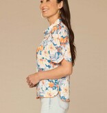 Democracy Periwinkle Multi Printed Button-Down Top with Scallop Collar