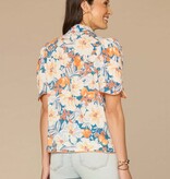Democracy Periwinkle Multi Printed Button-Down Top with Scallop Collar
