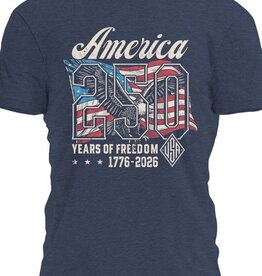 I Love My Freedom Heather Navy Eagle Design 250 Years of Freedom Tee