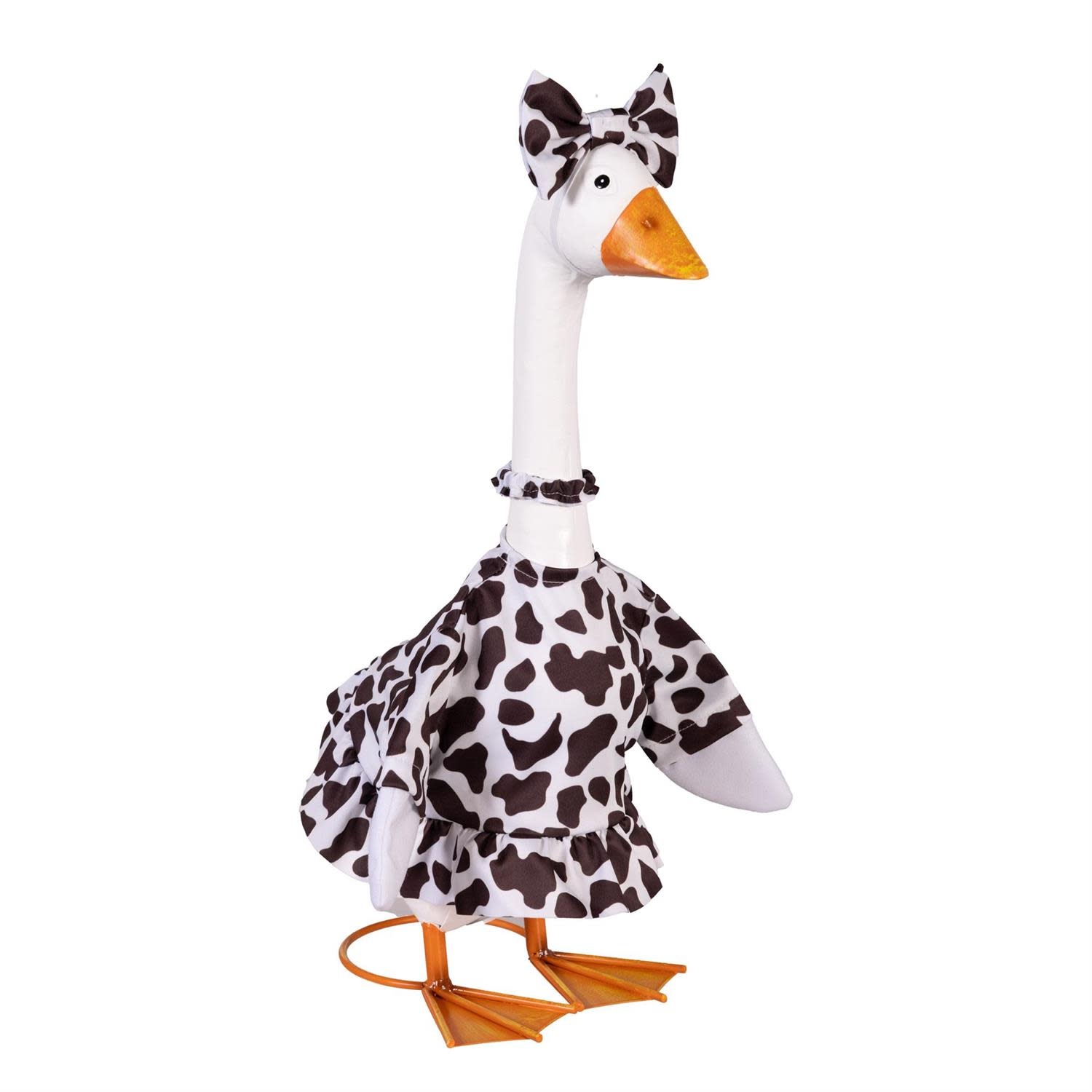 Evergreen Porch Goose Outfit, Cow Print Gown