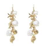 FLEURISH Gold Sealife and Pearl Charm 2" Earrings