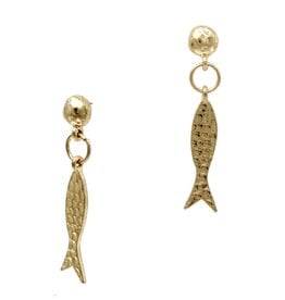FLEURISH Hammered Gold Fish 1" Drop Earring