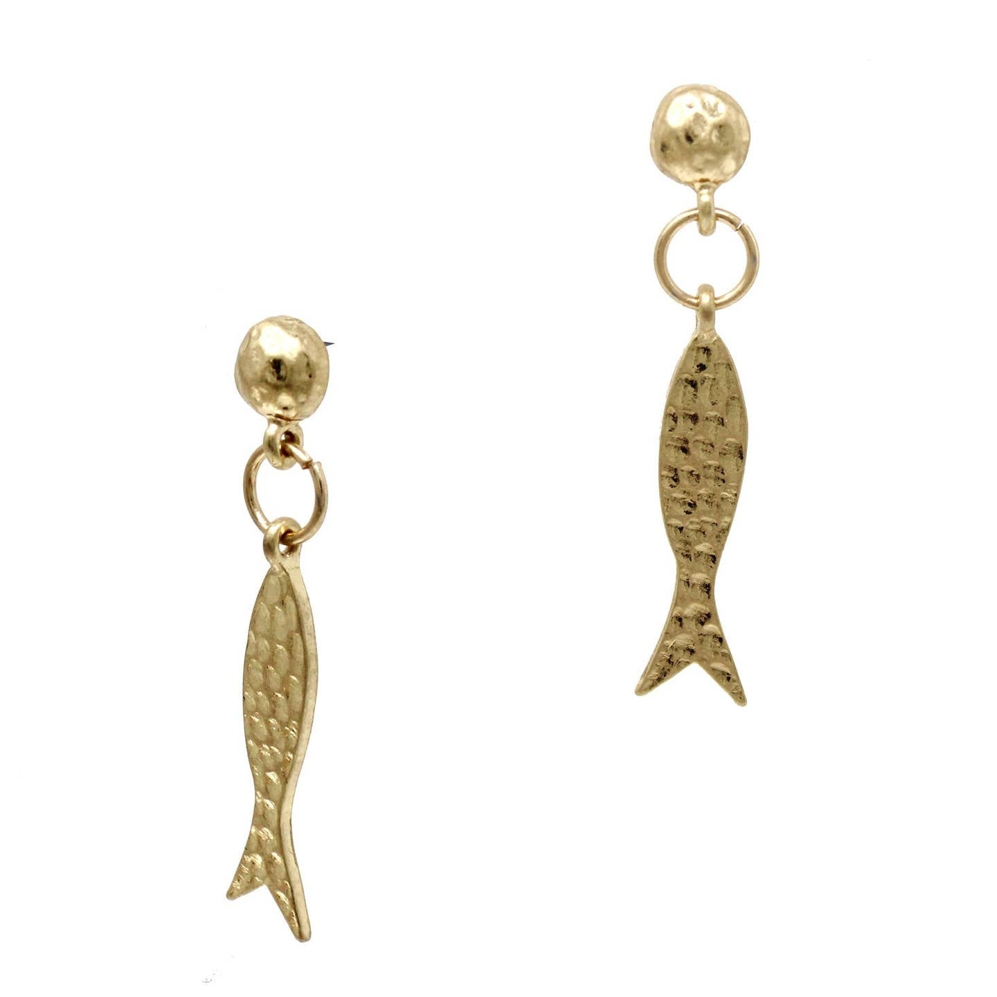 FLEURISH Hammered Gold Fish 1" Drop Earring