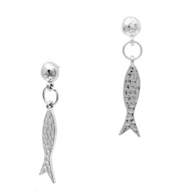 FLEURISH Hammered Silver Fish 1" Drop Earring