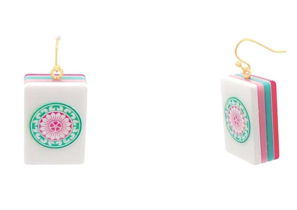 FLEURISH Mahjong Tile Acrylic 1.25" Earrings (One Dot)