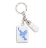 FLEURISH Blue Sparrow Bam Bird Mahjong Tile Keychain