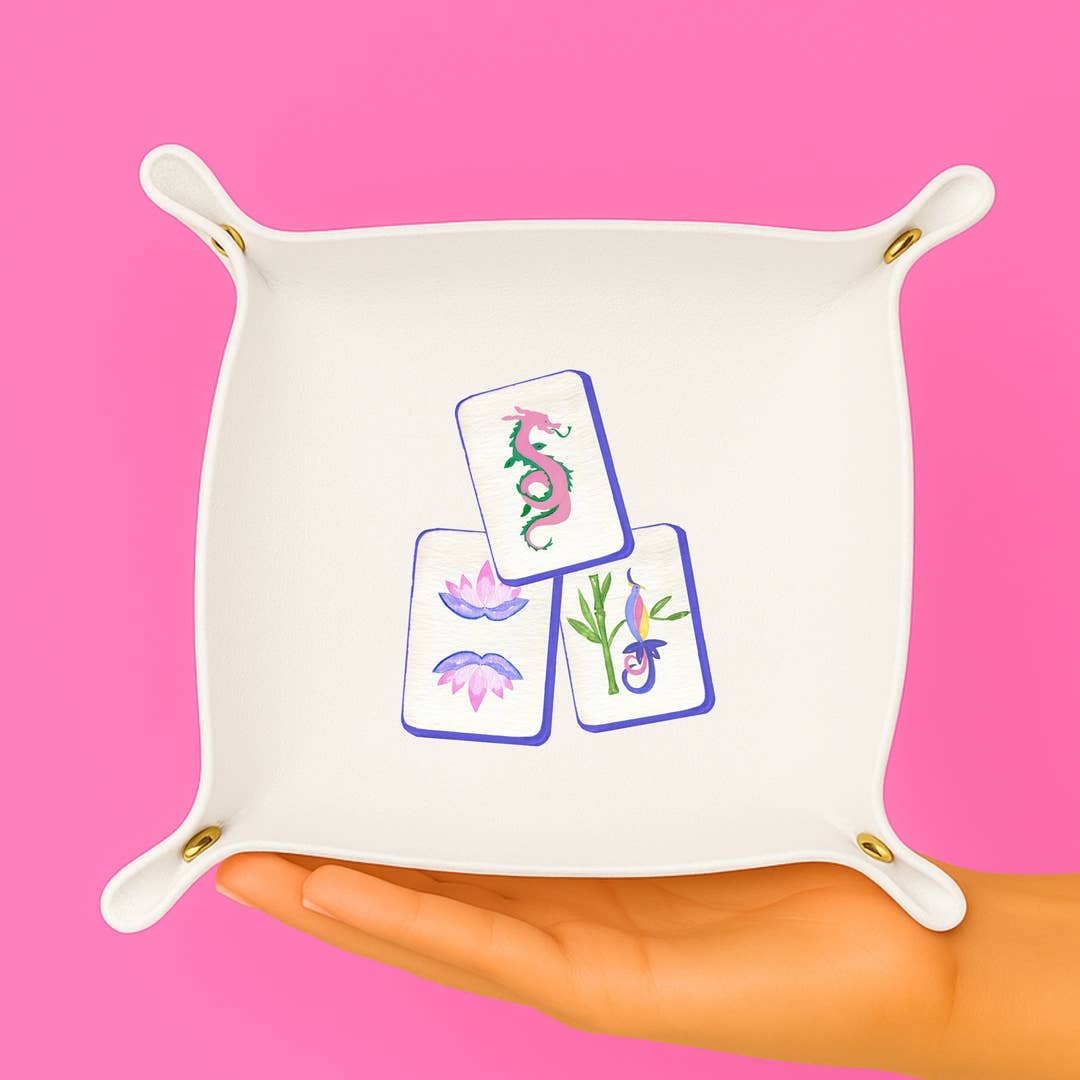 Aspen Lane Mahjong gift Trinket Gift jewelry catchall | White