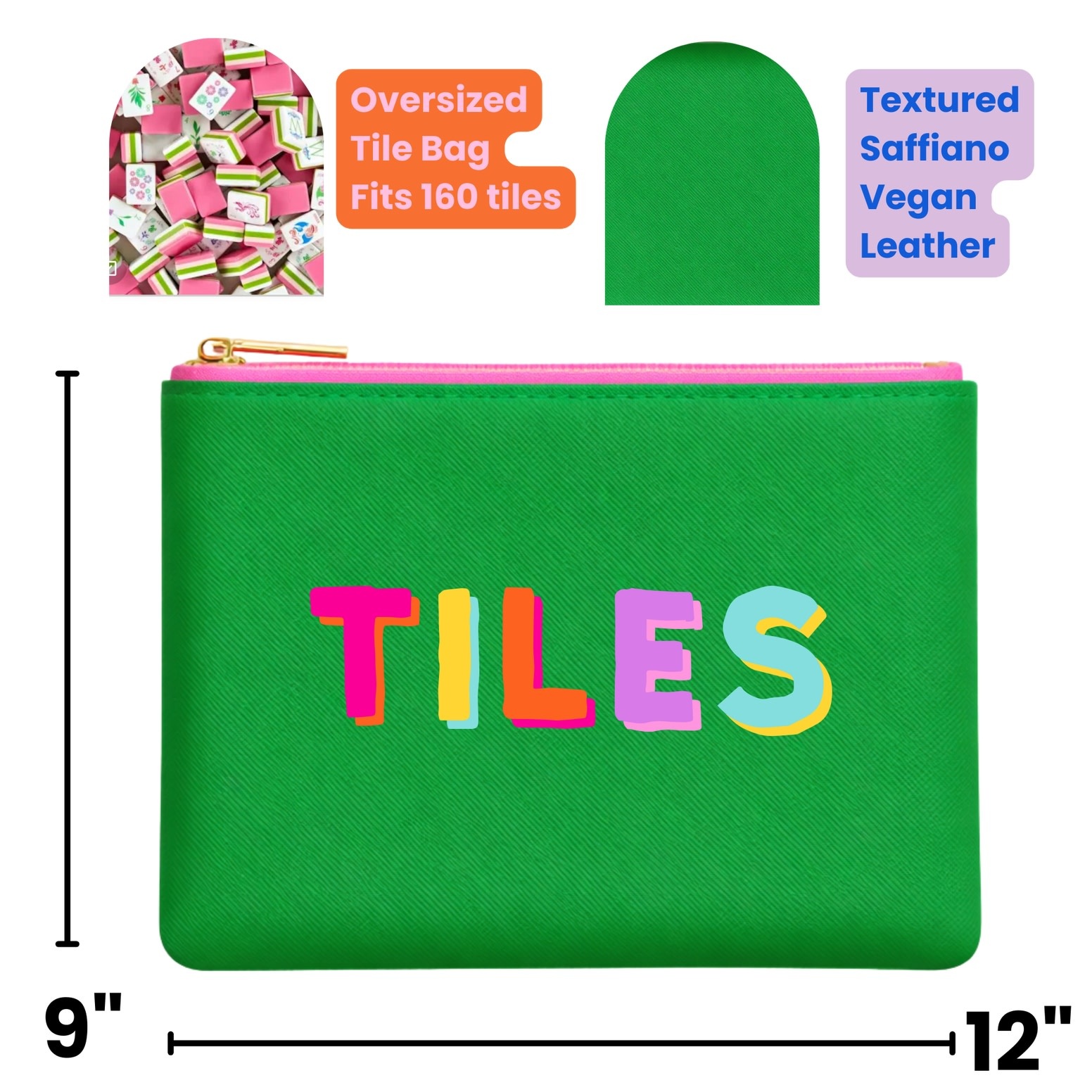 Aspen Lane Mahjong Tile Storage Bag Mahjong Gift | Green