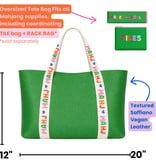 Aspen Lane Mahjong Tote Bag Mahjong Tile Bag Leather | Green