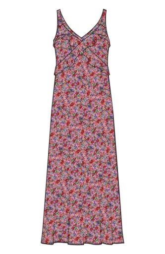 Liverpool Los Angeles sleeveless ruffle front woven maxi dress