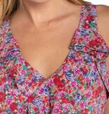 Liverpool Los Angeles sleeveless ruffle front woven maxi dress