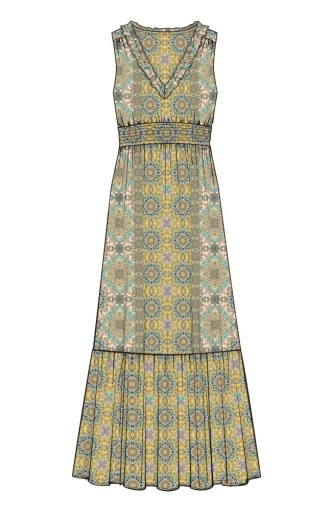 Liverpool Los Angeles sleeveless smocked waist woven maxi dress