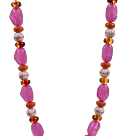 Lou & Co. Pink Resin and Ceramic Beaded Necklace