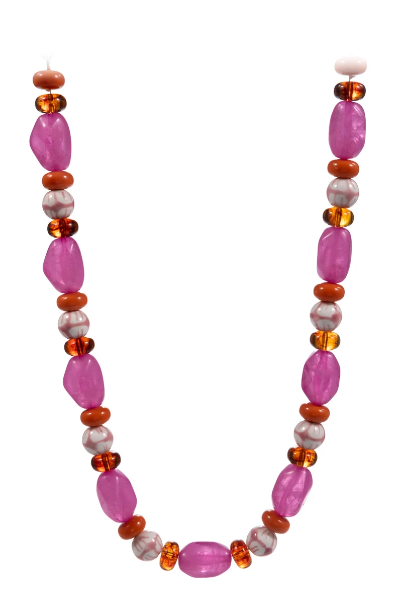 Lou & Co. Pink Resin and Ceramic Beaded Necklace