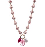 Lou & Co. Pink Resin, Ceramic and Pearl Beaded Necklace With Charms