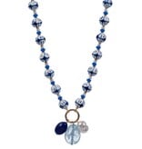 Lou & Co. Blue Resin, Ceramic and Pearl Beaded Necklace With Charms