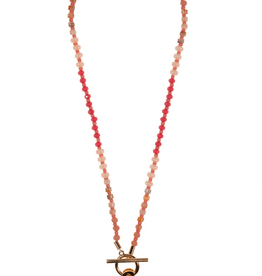 Lou & Co. Pink Multi-Colored Resin Beaded Necklace W/ Organic Pearl Pendant