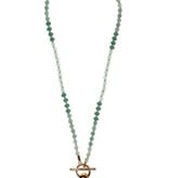 Lou & Co. Green Multi-Colored Resin Beaded Necklace W/ Organic Pearl Pendant