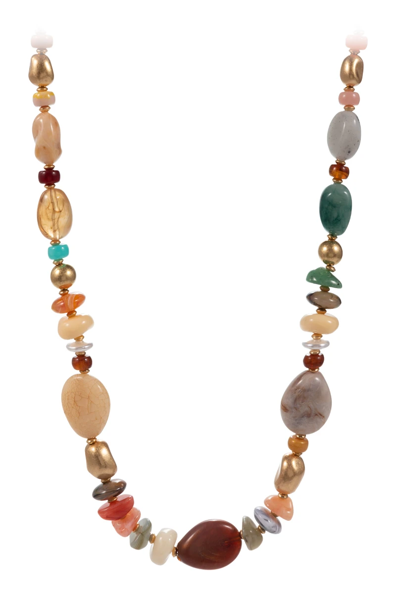Lou & Co. Natural Multi-Colored Resin Beaded Necklace