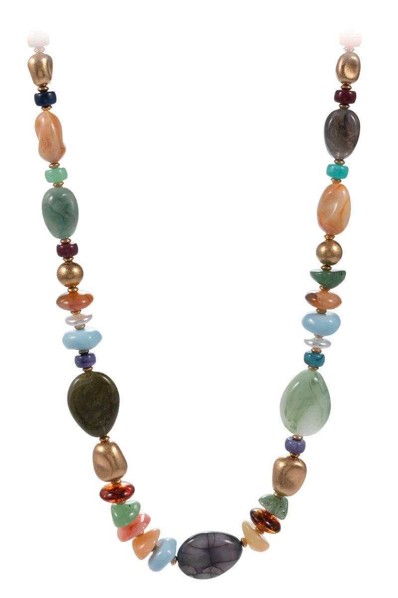 Lou & Co. Green Multi-Colored Resin Beaded Necklace