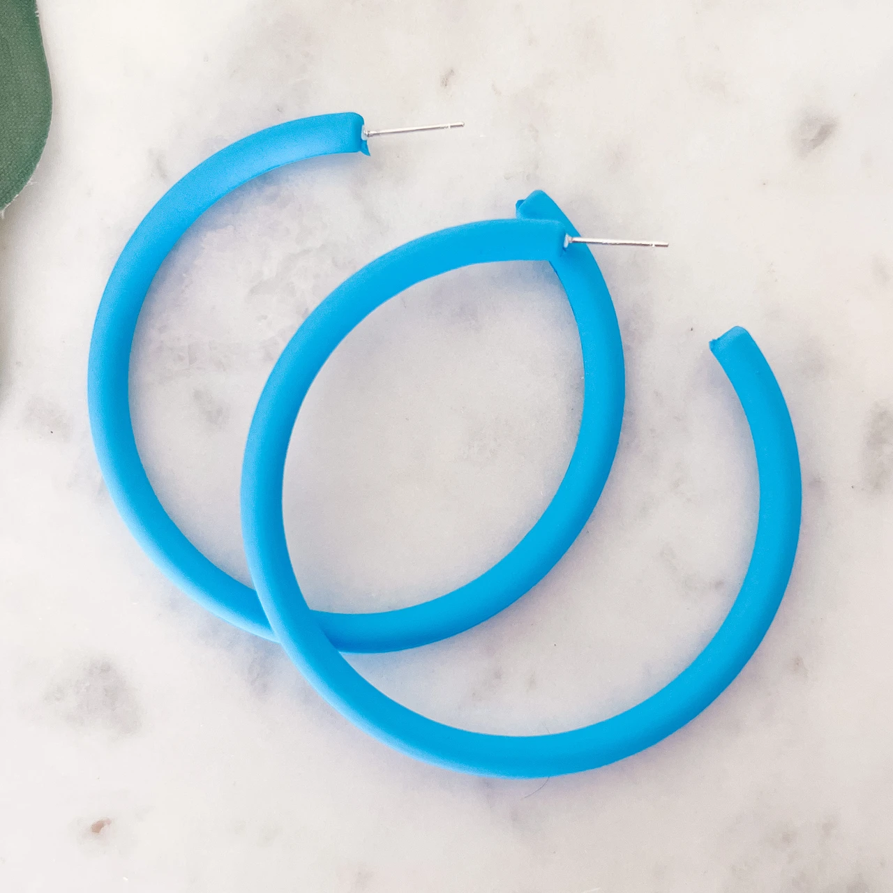Lou & Co. Blue Color-Coated Hoop Earrings