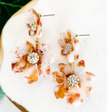 Lou & Co. Natural Two-Flower Drop Acetate Earrings