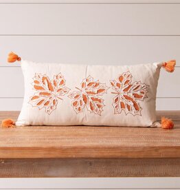 FLEURISH Pillow - Leaf Embroidery And Tassels