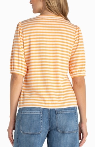 Liverpool Los Angeles elbow sleeve henley knit top