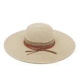 FLEURISH Wide Brim Sun Hat With Striped Multi Color Band
