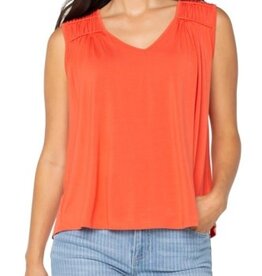 Liverpool Los Angeles sleeveless shirred detail knit top