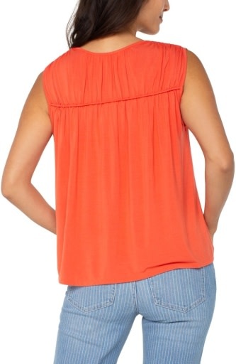Liverpool Los Angeles sleeveless shirred detail knit top