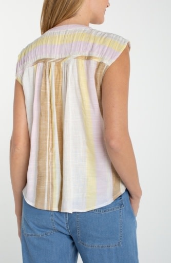 Liverpool Los Angeles dolman button front woven blouse w/ shirring