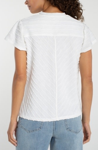 Liverpool Los Angeles short sleeve v neck knit top w/ miter detail