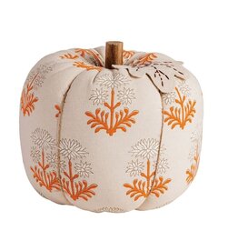 Mudpie LG BLOCK PRINT STUFFED PUMPKIN
