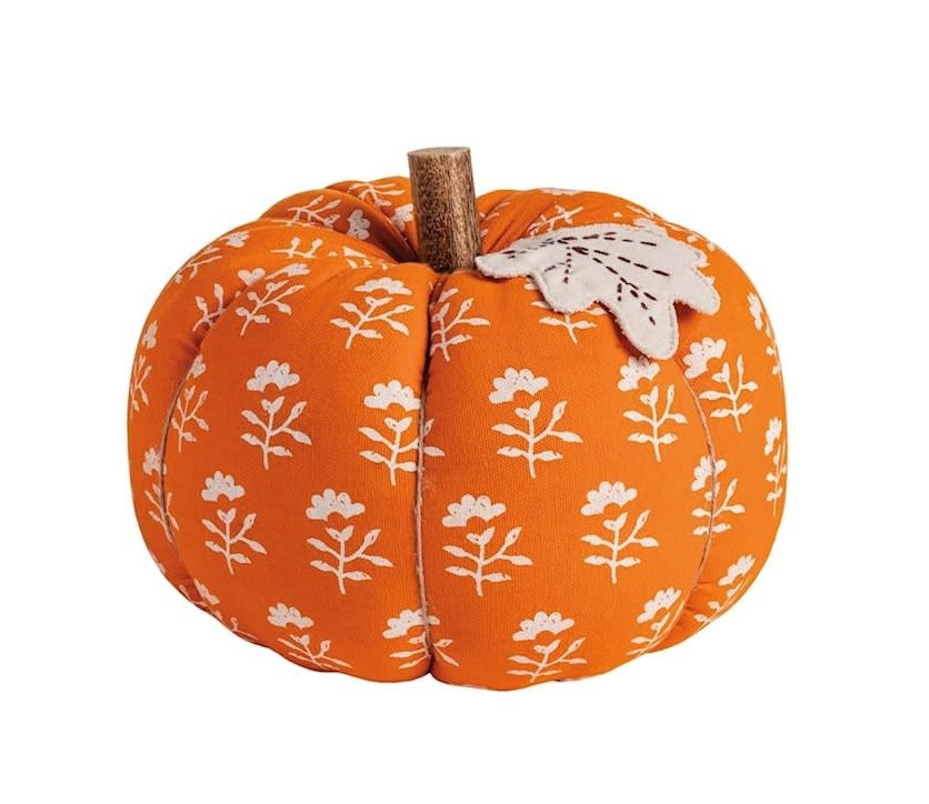 Mudpie MD BLOCK PRINT STUFFED PUMPKIN