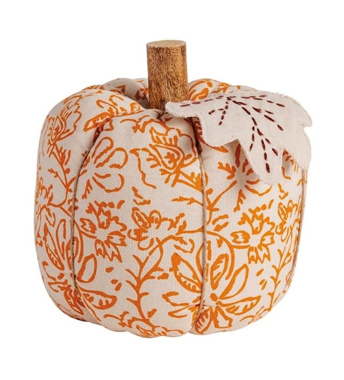 Mudpie SM BLOCK PRINT STUFFED PUMPKIN