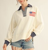 Jodifl Ivory Drop Shoulder Polo Sweatshirt