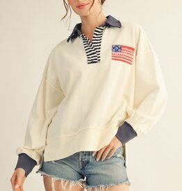 Jodifl Ivory Drop Shoulder Polo Sweatshirt