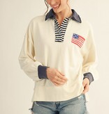 Jodifl Ivory Drop Shoulder Polo Sweatshirt