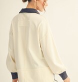 Jodifl Ivory Drop Shoulder Polo Sweatshirt