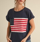 Jodifl Navy American Flag Patch Top