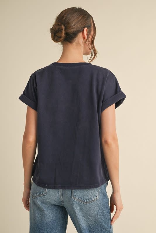 Jodifl Navy American Flag Patch Top