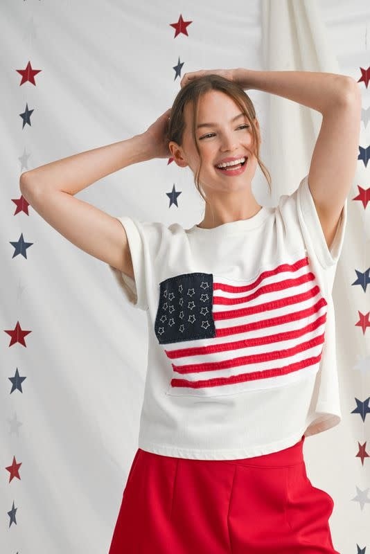 Jodifl Off White American Flag Patch Top