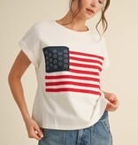 Jodifl Off White American Flag Patch Top Plus
