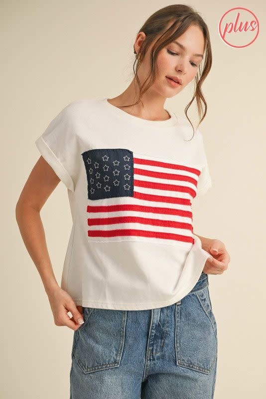 Jodifl Off White American Flag Patch Top Plus