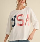 Jodifl White USA Patched Sweatshirts Top