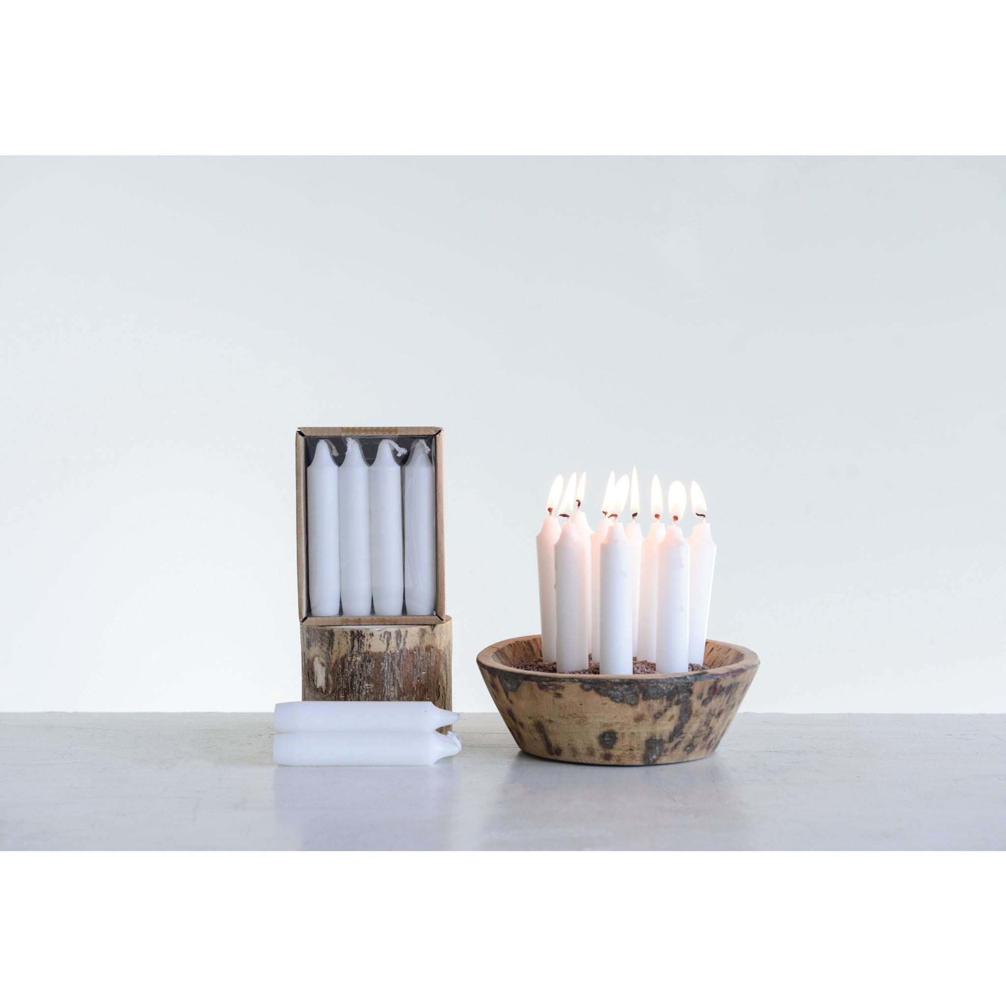 FLEURISH Unscented Short Taper Candles in Box, Set of 12