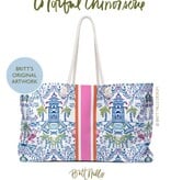 Britt Mills Design Britt Mills Mahjong Tote Bag: Colorful Chinoiserie